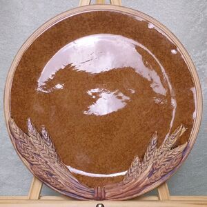 Vinatge Ellen Evans Terrafirma Ceramics of New York 2004 12" Wheat Harvest Plate